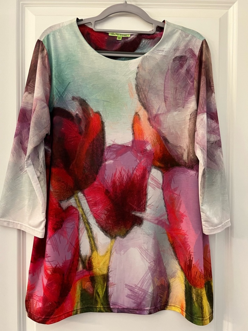 Trisha Tyler Women's Gorgeous Multicolor Abstract Floral Print Tunic - Like New